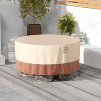 Ronde Terrasmeubelhoes 158/183/213cm Hoes voor Buitenstoelen en Tafel met Ventilatieopeningen Gespen en Trekkoorden Beige - thumbnail