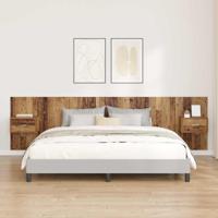 Hoofdbord Met Kast met lade 3 pcs Oud Hout Bewerkt hout