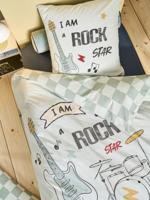 Bedset dekbedovertrek + kussensloop kind ROCK MUSIC saliegroen