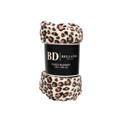 Bellatio design Plaid - fleece deken - in luipaard dieren print - 120 x 160 cm