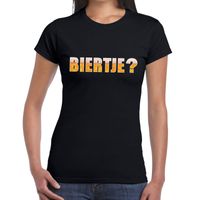 Biertje tekst t-shirt zwart dames - thumbnail