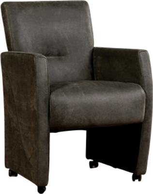 Donkergrijze leren moderne eetkamerfauteuil Pleasure - Kenia Leer Antracite (donkergrijs leer)