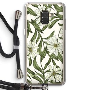 Wit bloemenpatroon: Samsung Galaxy A8 (2018) Transparant Hoesje met koord