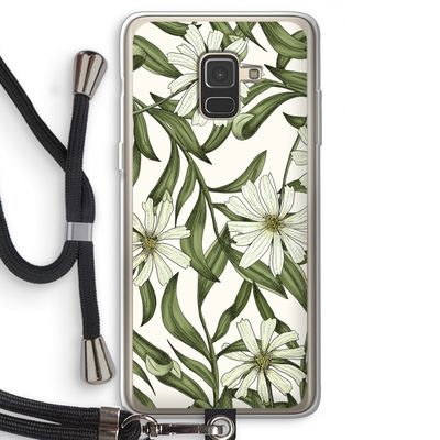 Wit bloemenpatroon: Samsung Galaxy A8 (2018) Transparant Hoesje met koord