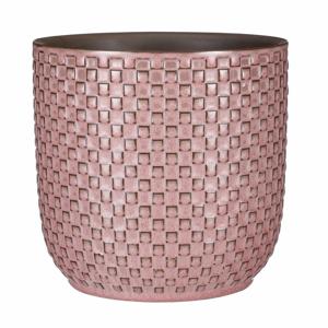 Bloempot - roze - patroon - D19 en H17.5 cm - keramiek - plantenpot