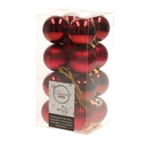 Ambiance Christmas kerstboom decoratie kerstballen donkerrood 16 stuks   -