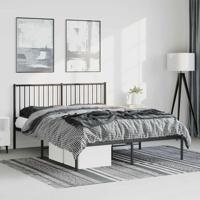 Bedframe met hoofdbord metaal zwart 150x200 cm