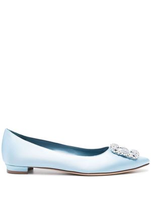 Manolo Blahnik ballerines Hangisi en satin - Bleu