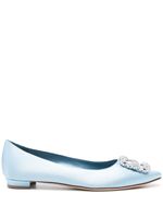 Manolo Blahnik ballerines Hangisi en satin - Bleu