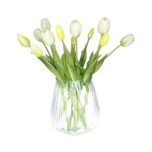 Kunst tulpen boeket Bella - 12x stuks - wit - real touch - 40 cm   -