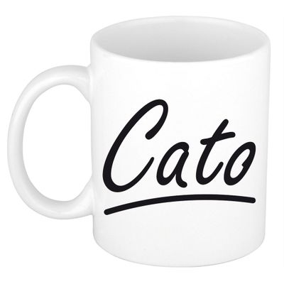 Naam cadeau mok / beker Cato met sierlijke letters 300 ml Naam cadeau mok / beker Cato met sierlijke letters 300 ml
