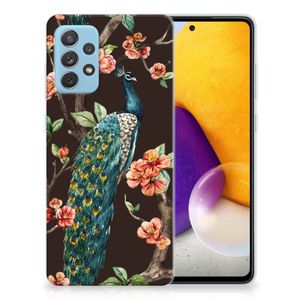 Samsung Galaxy A72 TPU Hoesje Pauw met Bloemen