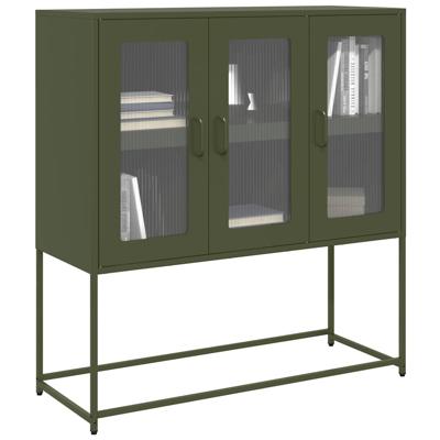 Dressoir 100,5x39x107 cm koudgewalst staal olijfgroen