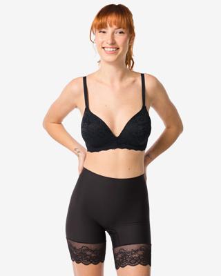 HEMA Medium Corrigerende Biker Hoge Taille Met Kant Zwart (zwart)