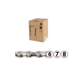 M-Wave ketting 6/7/8 speed 1/2x3/32, zilver/grijs. 15m op rol, incl 10 verbindingsschakels