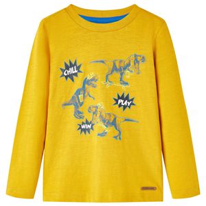 Kindershirt met lange mouwen 128 okerkleurig