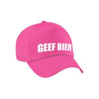 Geef bier tekst petje - roze - drank - dames en heren - baseball cap - carnaval - foute party