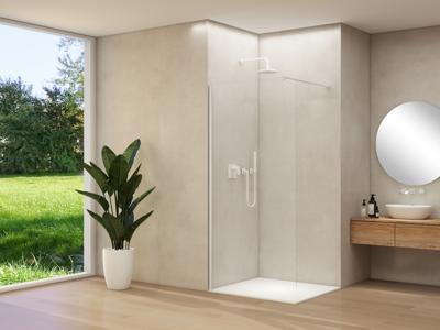Inloopdouche Van Rijn Products ST01 120x200 cm 8 mm Helder Ribbel Glas Incl. Beslag met Muurprofiel en Stabilisatiestang Mat Wit