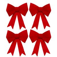 Feeric Christmas Kerst strik - 4x - rood fluweel - 30 cm - papier - kerststrik - kerstversiering
