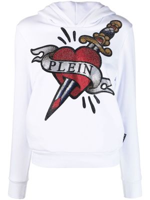 Philipp Plein hoodie crop à imprimé graphique - Blanc