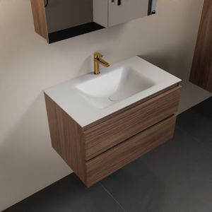 MONDIAZ AIVY 80cm badmeubel Mocha, wastafel Talc solid surface midden 1 kraangat met spiegelkast (AI-351171TALC-SI - AI-M80MOMI - AI-C80MOMI)