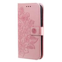 Samsung Galaxy A35 hoesje - Bookcase - Pasjeshouder - Portemonnee - Bloemenprint - Kunstleer - Rose Goud - thumbnail