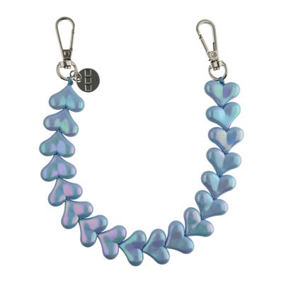 Telefoonkoord Heart - Blauw Glimmend - Zilver