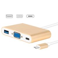 USB type C naar VGA 3-in-1 hub adapter ondersteunt USB type C Tablets en laptops voor MacBook Pro/Google ChromeBook (goud)