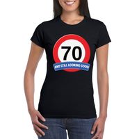 70 jaar verkeersbord t-shirt zwart dames 2XL  -