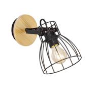 Fischer & Honsel Wandlamp Die zwart met hout 20533