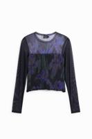 Lange mouwen T-shirt met geplooide tule - BLACK - S