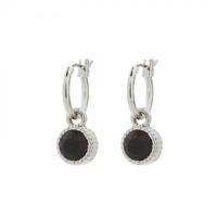 Biba Hang Oorbellen Zilver met Swarovski Steentje Jet