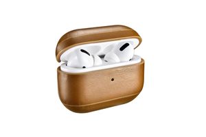 Icarer - Echt lederen cover hoes - AirPods Pro - Cognac