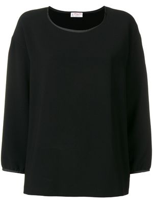 Alberto Biani blouse à bordure en satin - Noir