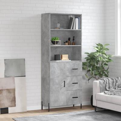 Hoge kast 69,5x34x180 cm bewerkt hout betongrijs