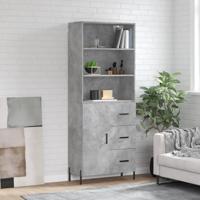 Hoge kast 69,5x34x180 cm bewerkt hout betongrijs