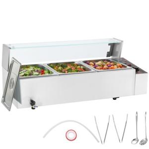 VEVOR Voedselverwarmer Chafing Dish Gastronorm Container 3x8Qt Buffetglasbord