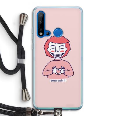 Hartje: Huawei P20 Lite (2019) Transparant Hoesje met koord