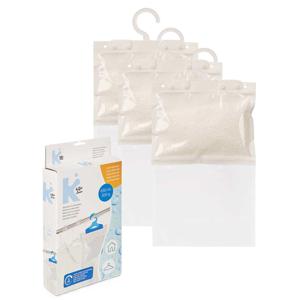 Vocht opnemende korrels 650 gram - 3x - Tegen schimmel/condens/geur - kledingkast - aan ophang haak