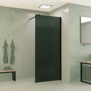 Mueller Slimline inloopdouche 80cm rookglas anti-kalk inclusief mat zwart profiel & stang