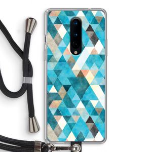 Gekleurde driehoekjes blauw: OnePlus 8 Transparant Hoesje met koord