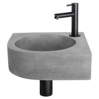 Fonteinset Differnz Cleo 31.5x31.5x10 cm Beton Donker Grijs Met Kraan Recht Mat Zwart