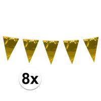 8x stuks XL vlaggenlijnen metallic goud 10 meter
