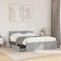 Bedframe met hoofdeinde bewerkt hout betongrijs 120x190 cm