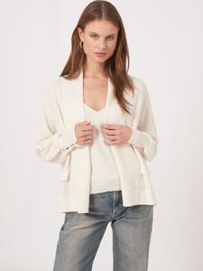 Open en licht cashmere vest met sjaalkraag