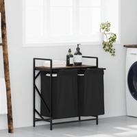 Wasmand 2 vakken met plank gerookt eikenkleurig