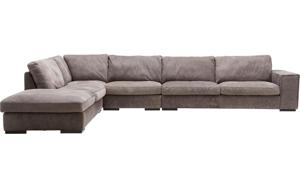Goossens Excellent Hoekbank Morceau donkerbruin, leer, 3-zits, urban industrieel
