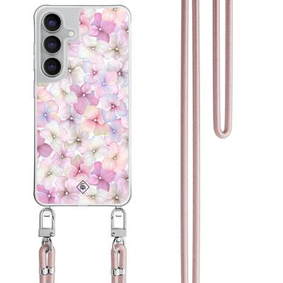 Samsung Galaxy S25 FE hoesje met rosegoud koord - Hortensia