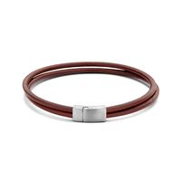 Armband leder-zilver bruin-zilverkleurig 6,0 mm