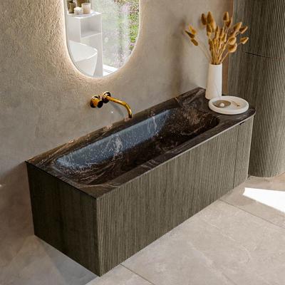 Badmeubel Mondiaz Kurve-Dlux | 125 cm cm | Meubelkleur Shadow | Wastafelkleur Lava | Solid surface | Wasbak links zijde spoelbak | Zonder kraangat(en)